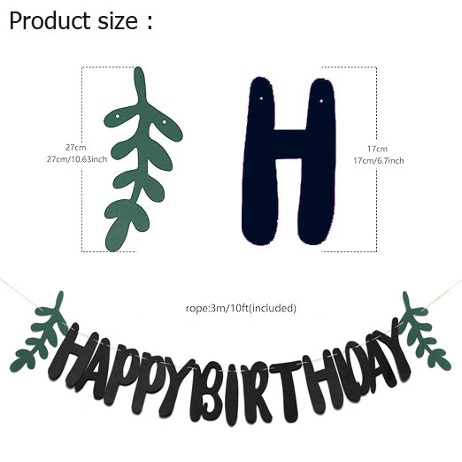 Greenery Black Birthday Jointed Banner